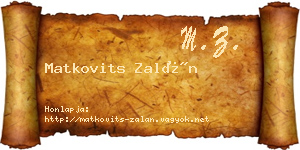 Matkovits Zalán névjegykártya
